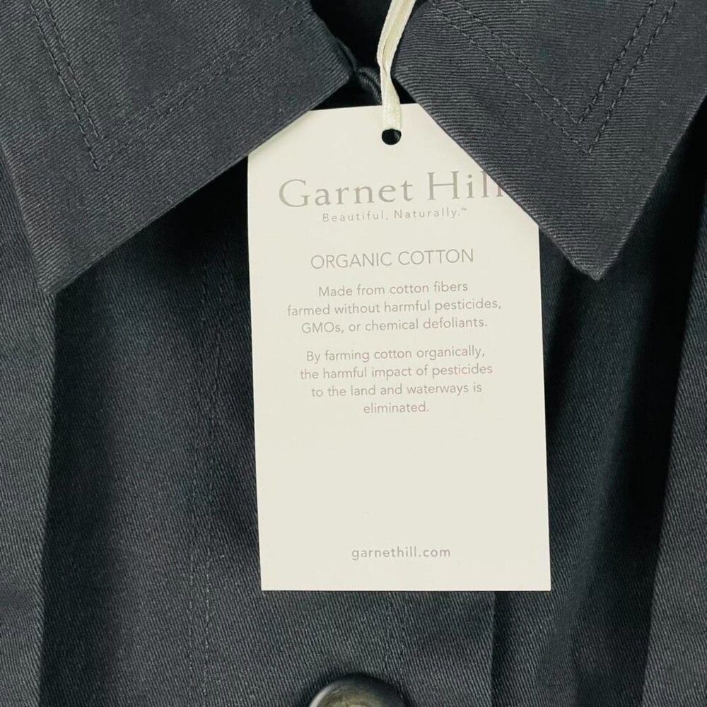 Garnet Hill Organic Cotton Trench Coat Womens Size 16 Gray Water Resistant NWT - Picture 3 of 8